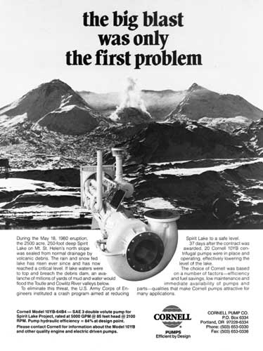 ARMY CORP OF ENGINEERS CHOOSES CORNELL PUMP AFTER ST. HELENS ERUPTION